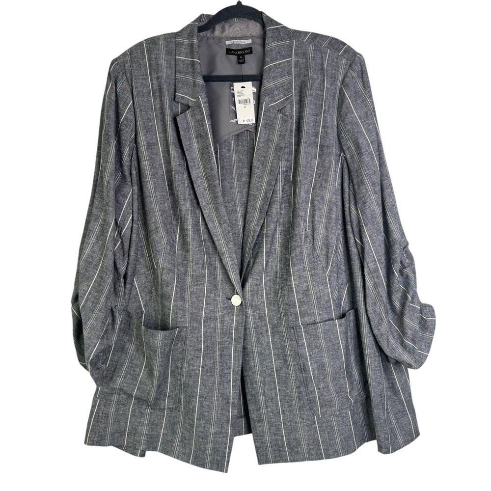 Lane Bryant NWT The Bryant Blazer Pinstripe Gray Plus Size 24 Career Business - Picture 2 of 16